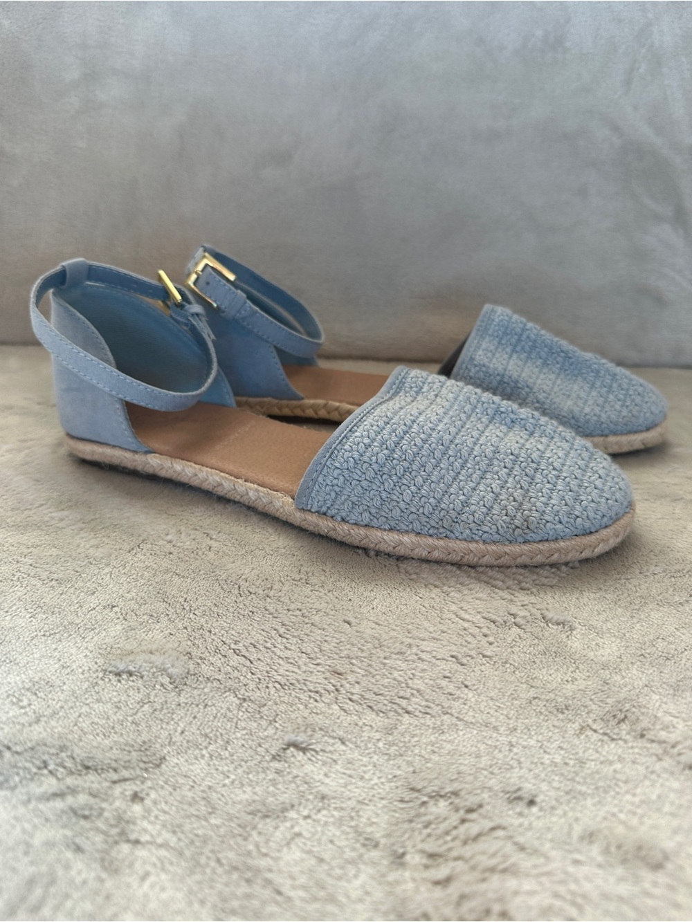 LC Lauren Conrad Light Blue Ankle-Strap Espadrille Flats